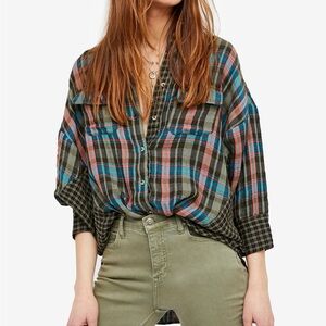 Free People One of The Guys Plaid Button-down Flannel XS